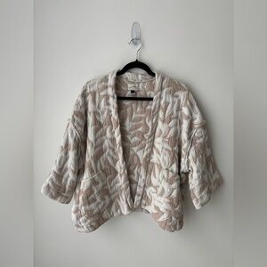 Universal Thread Quilted Jacket Beige Floral Cotton Lightweight Kimono Style S/M